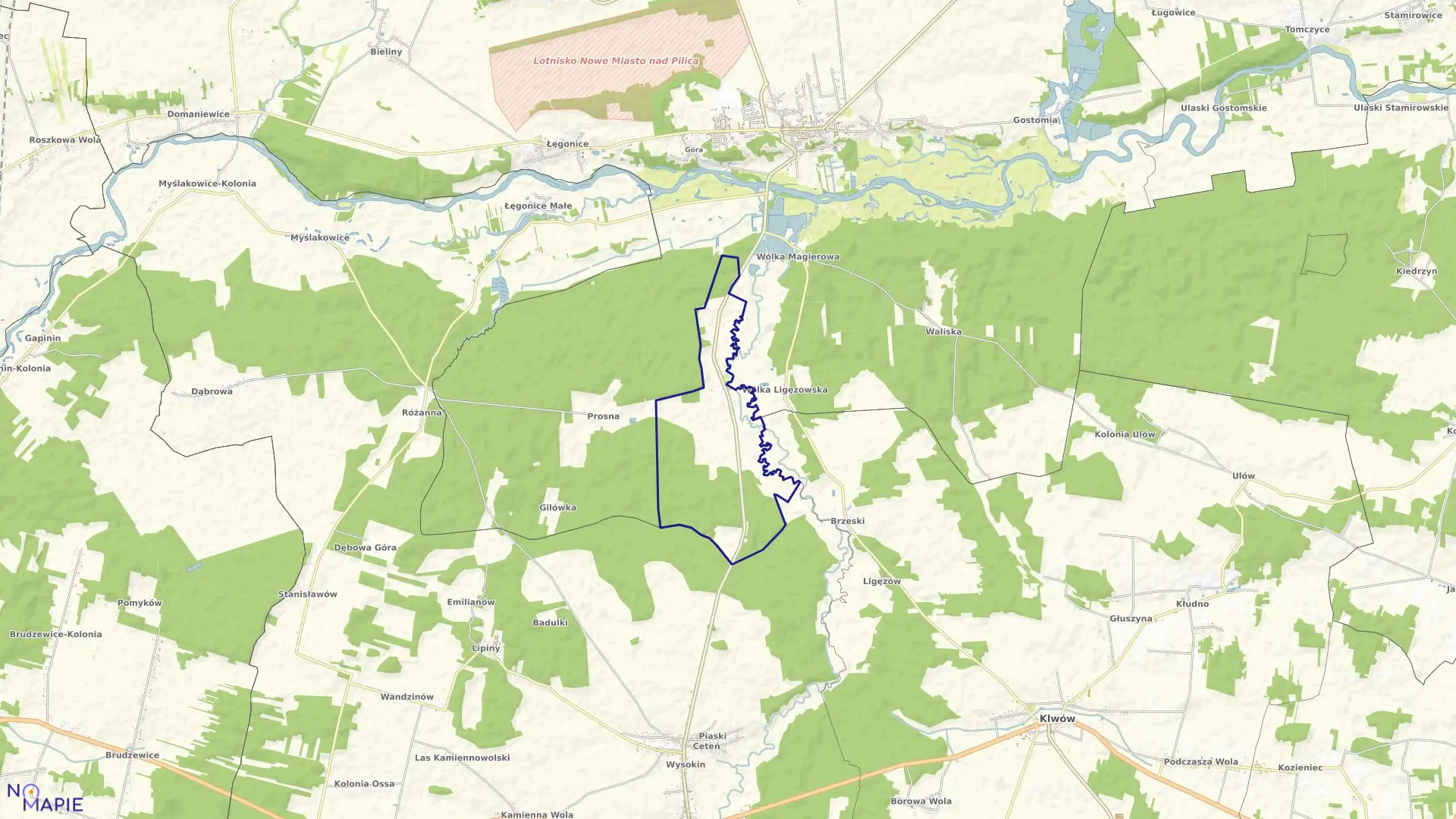 Mapa obrębu ŻDŻARKI w gminie Nowe Miasto nad Pilicą